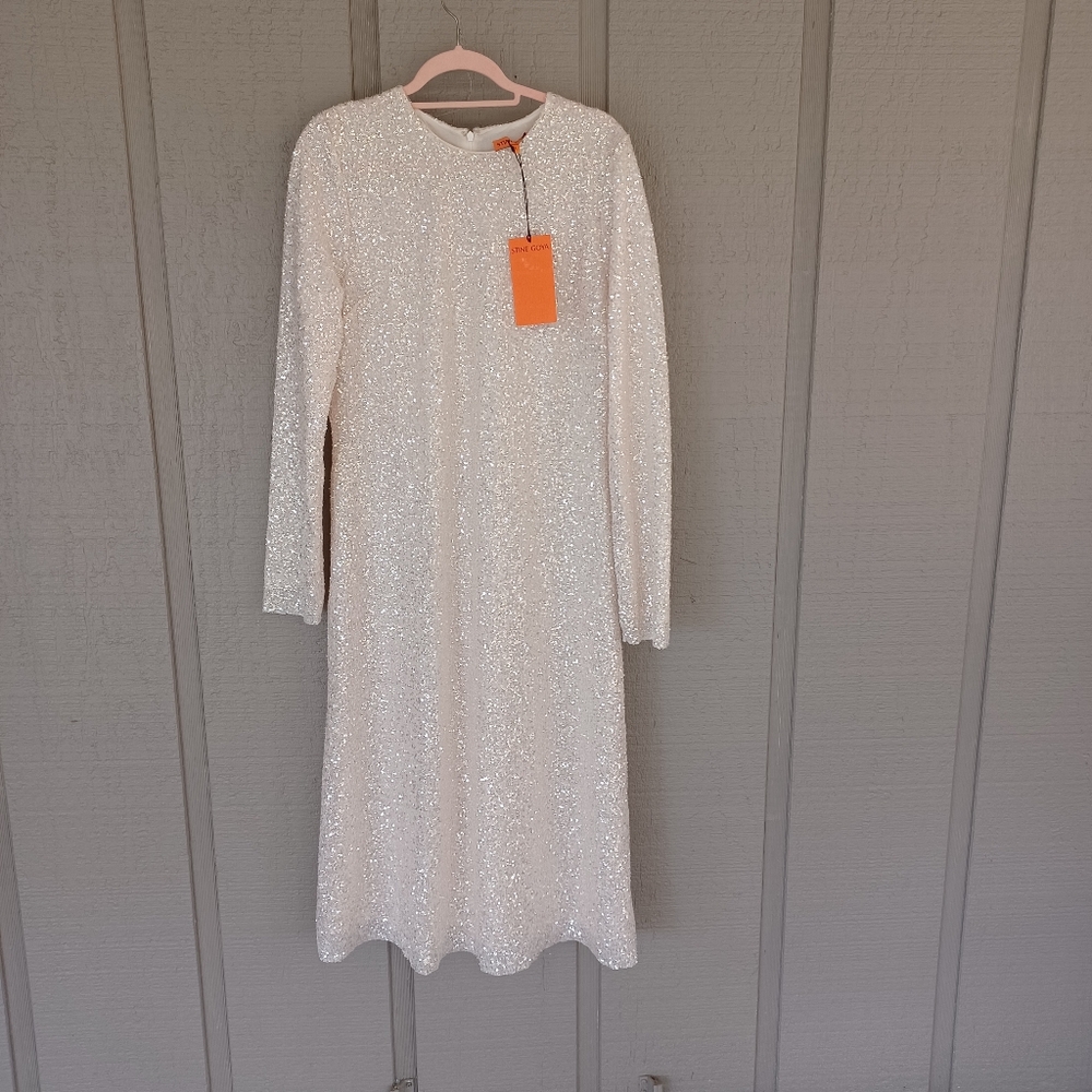 Stine Goya Celsia Sequin Midi Dress Size L Long Sleeve Party In Sugar Swizzle